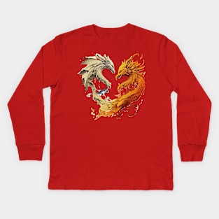 The war between a phoenix and dragon Kids Long Sleeve T-Shirt